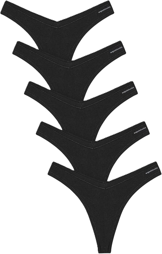 Organic Basics Women's Flex Organic Cotton Thong Underwear 5-pack
