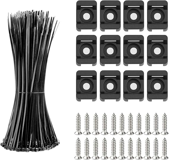 100-Set Kabelbinder zum Schrauben Kabelbinder Befestigung Schwarz