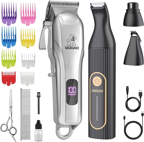 Dog Clippers Grooming Kit with Paw Trimmer for Thick/Matted/Knotted/Hair