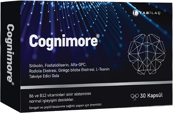 Cognimore 30 Bitkisel Kapsül Sitikolin Fosfatidilserin Alpha-GPC Rhodiola Gingko Biloba L-Teanin