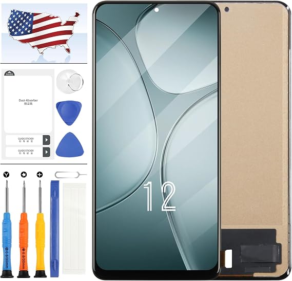 for Xiaomi 12 Screen Replacement for Xiaomi 12 LCD Screen for Xiaomi 12 Display 2201123G 2201123C LCD Touch Screen Digitizer Assembly Repair Parts Kit with Tools (Black)