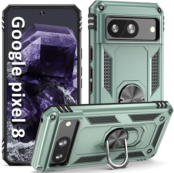 ADDIT Pixel 8 Case, Phone Case for Google Pixel 8 Case,with Kickstand Ring,Adjustable Stand,Military Grade,Heavy Duty Protection,Shockproof,Anti-Fingerprint,Support Magnet Car Mount,Teal