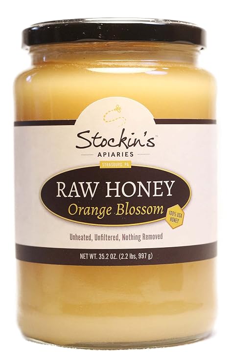 Stockin's Apiaries Raw Orange Blossom Honey, Unheated, Unfiltered, Nutritious, 35.2 Oz.