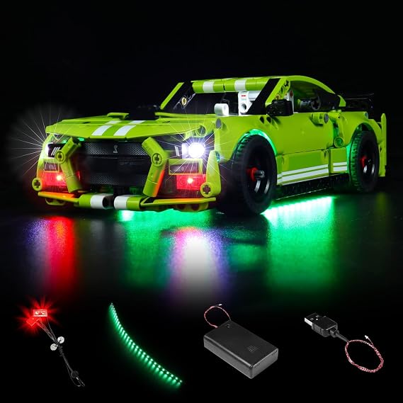 VONADO LED Light Kit Compatible with Lego Technic Ford Mustang Shelby GT500 42138, DIY Lighting for Mustang 42138 (NO Model, ONLY Light)