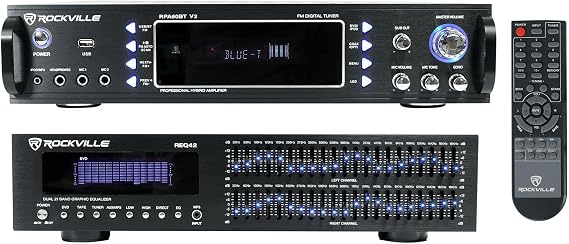 Rockville RPA60BT V2 Home Theater Receiver Bundle with REQ42-B Equalizer