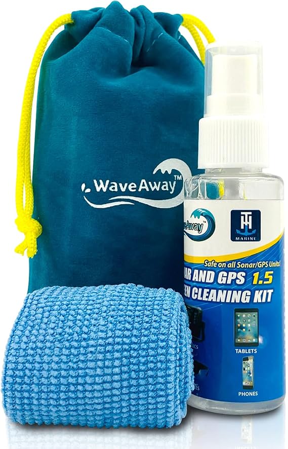T-H Marine Wave Away Sonar & GPS Screen Cleaner Kit Ammonia-Free LCD Screen Cleaner with Microfiber Cloth Drip-Resistant, Streak-Free Solution for Electronics & Sunglasses 1.5oz