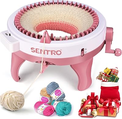 48 Needles Knitting Machine with Row Counter, Efficiently Knitting Loom Machine with Two Weaving Methods, DIY Rotating Double Knit Loom Machine Kit for Hats Scarves Gloves Gift