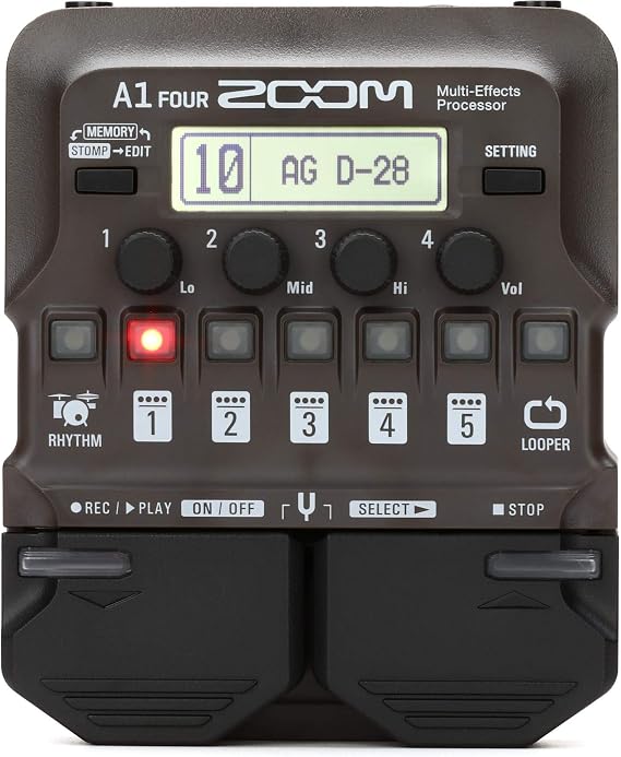Zoom A1 FOUR Acoustic Instrument Multi-Effects Pedal for Guitar, Violin, Saxophone, Trumpet & Upright Bass, with Acoustic Modeling, Looper, Rhythm Section