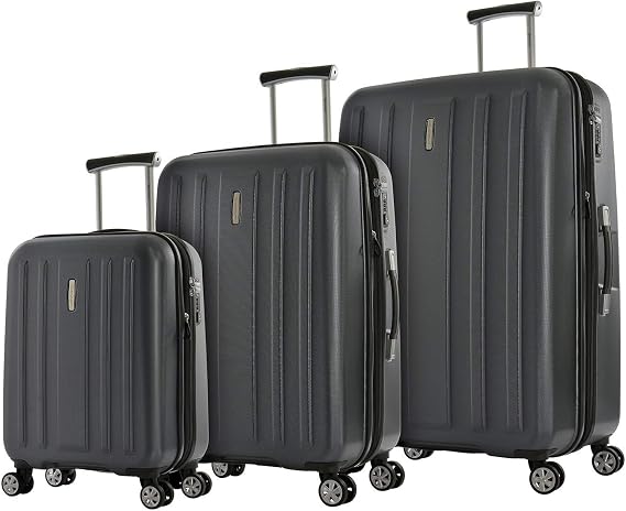 Eminent Luggage Set Kapstadt V EXP 3pcs Expandable Lightweight 4 Double Silent Wheels Grey