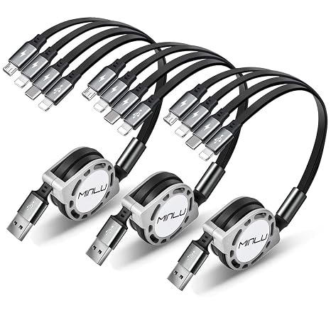 Minlu Multi Charging Cable, 4 in 1 Multiple Charging Cable, 3Pcs 4Ft