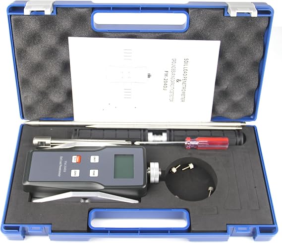 Digital Soil Penetrometer FM-204DJ Soil Compaction Tester Meter Gauge Ground Bearing Capacity Detector Test Tool (1.5V Batt Not Included)