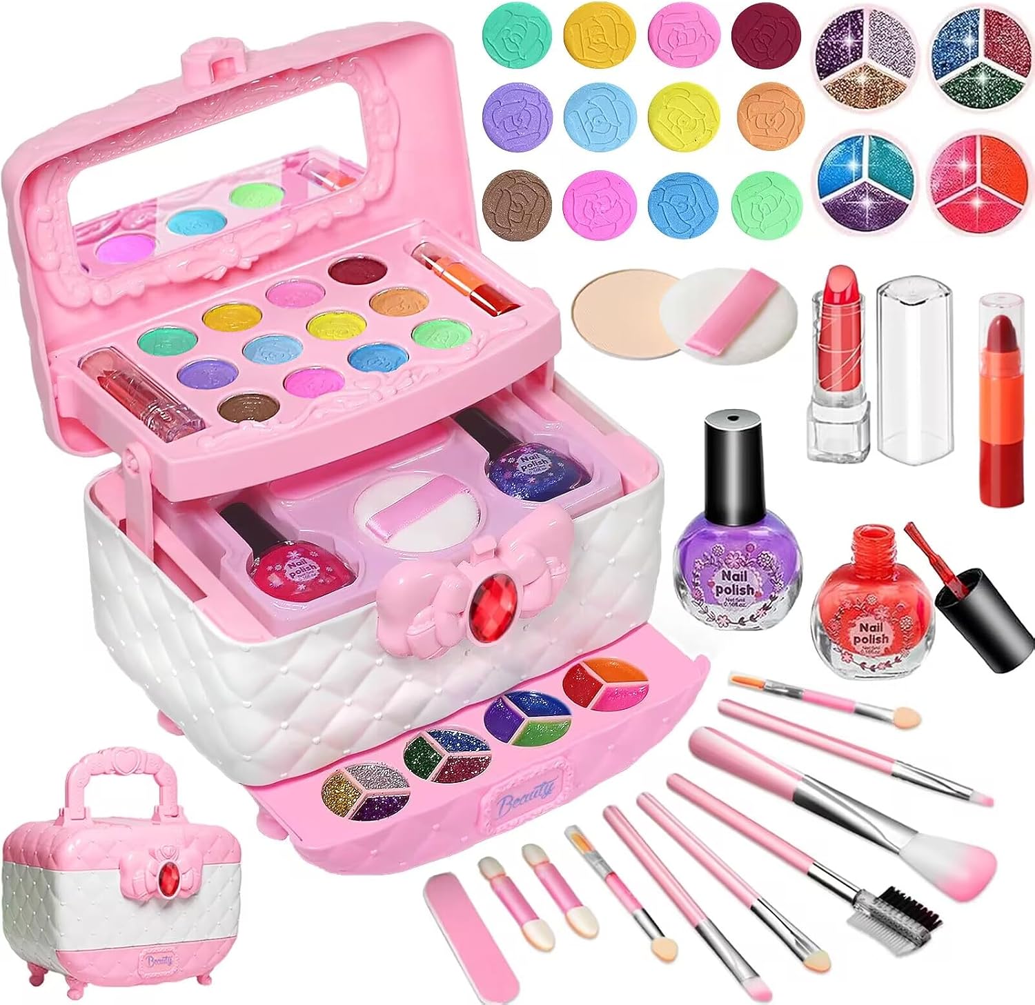 Kids Real Makeup Kit for Girls, Washable Makeup Set for Little Girls, Birthday Toys 3-10