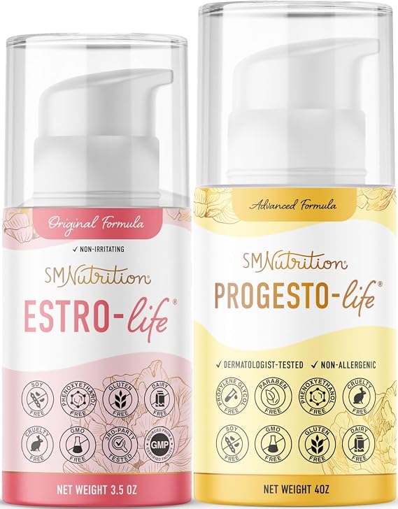SMNutrition Balancing Cream Set | ProgestoLife Cream (96 Servings) and Micronized Estro-Life Original Formula (84 Servings)