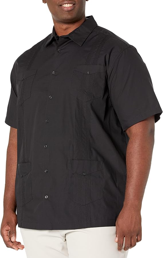 Cubavera Men's Four Pocket Short Sleeve Button-Down Guayabera Shirt