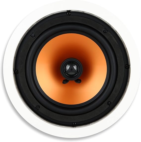 Micca M-8C 8-Inch 2-Way in-Ceiling Speaker for Home Theater, White, Each | 9.4-inch cutout, Whole House Audio, Home Theater, Indoor or Covered Outdoor, 8" Woofer, 1" Tweeter, Paintable