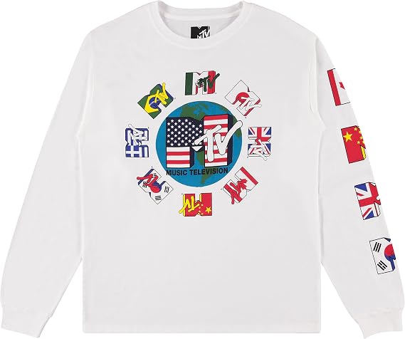 MTV Mens Long Sleeve Shirt - #TBT Mens 1980's 1990'S Clothing - I Want My Music Television T-Shirt
