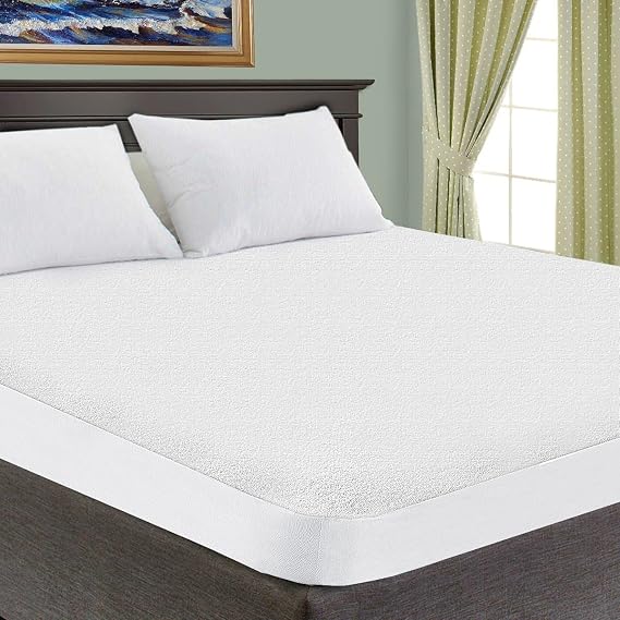 Superior Mattress Protector, Waterproof Backing, Soft Cotton Terry, Hypoallergenic, Breathable, Noiseless, Fitted Sheet Style, Plush Bedding, Machine Washable, Vinyl-Free, Full XL, White