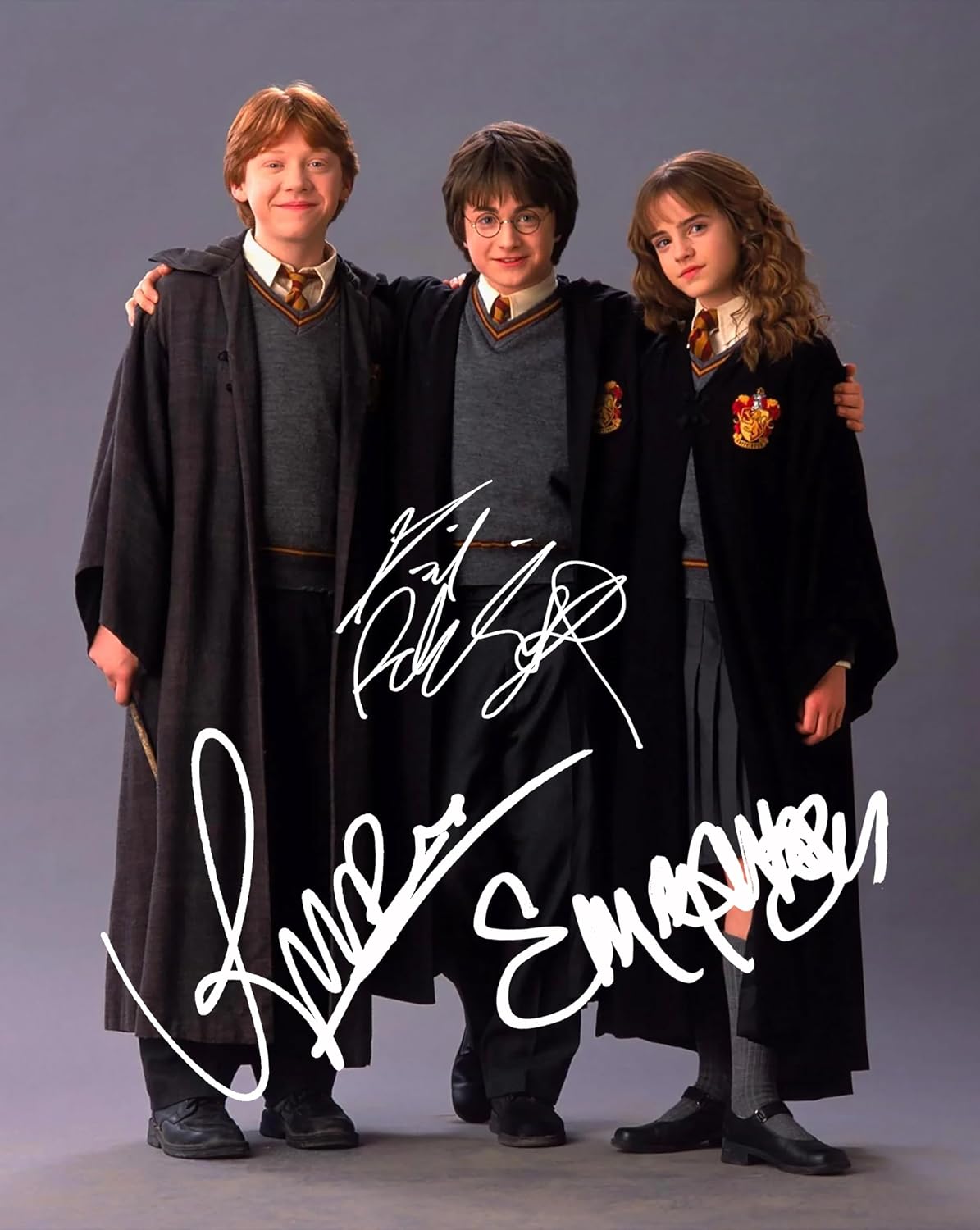 RJR PRINTS Daniel Radcliffe, Emma Watson & Rupert Grint - Harry Potter, Signed Autograph 8x10 Inch Photo With A Print Pre Printed Signature Which Would Make A Great Fan Gift
