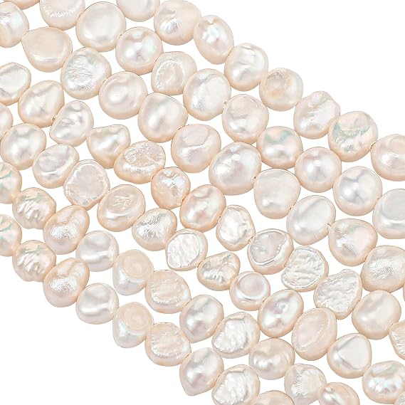 2 Strands 4-5 mm 5-6 mm Natural Freshwater Pearls Beads White Baroque Cultured Irregular Pearls Beads for Jewelry Making for Crafts Necklaces Bracelets Earrings