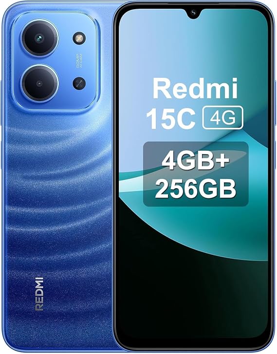 Xiaomi Redmi 15C Smartphone from 4 + 256 GB Blue Moonlight Screen of 6.9 Inch 120 Hz MediaTek Helio G81-Ultr 50MP Camera 6000 mAh No Chargers Included