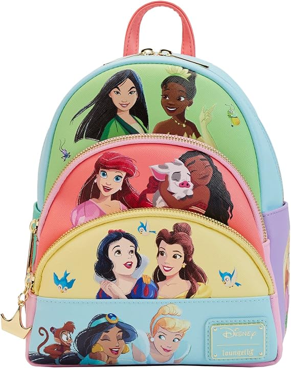 Loungefly Disney Princess Collage Triple Pocket Mini Backpack