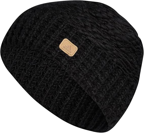 adidas Women's Whittier Beanie | Warm Double-Layer Knit, Cable Knit Style, Soft Acrylic Knit, Silicone Badge Logo, Short Fit Silhouette, Cold-Weather Ready