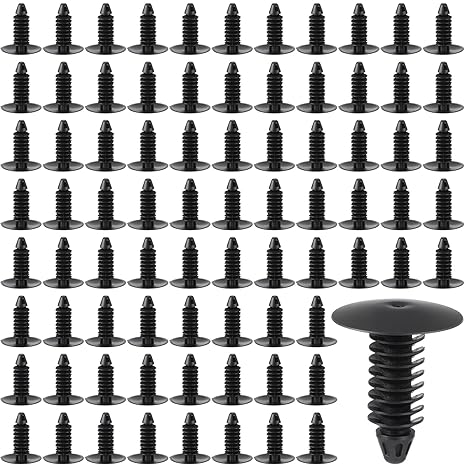 Taiyin 200 Pack 1" Vapor Barrier Christmas Tree Clips Plastic Bumper Clips Nylon Rivet Clip White Furniture Assembly Shelves Retainer for Crawlspace Barrier Poly Liners, Covers, Encapsulation (Black)