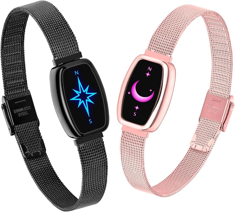 Long Distance Touch Bracelets for Couples, Vibration & Light up | Long Distance Couples Bracelets Relationship Gifts for Girlfriend Bluetooth Pairing Jewelry Xmas Gifts