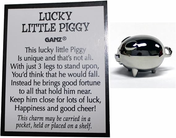 Ganz Lucky Little Pig With Story Card (Pig Measures about 3/4 long) Wall Art Figurine