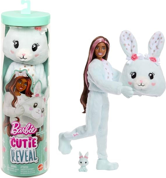 Barbie Cutie Reveal Doll & Accessories, Cuddly Series Bunny