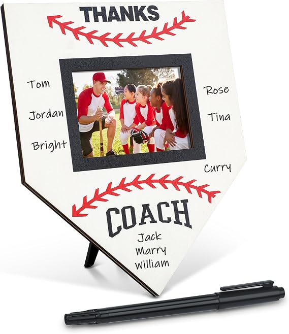 DoubleFill 1 Pc Baseball Softball Coach Signable Picture Frame, White