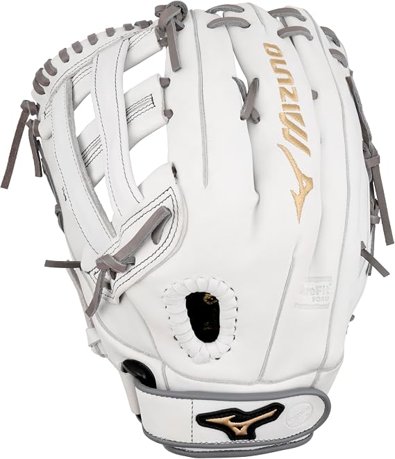 Mizuno GMVP1300PF4W MVP Prime Fastpitch Softball Glove 13", H Web, Left Hand Throw,White/Grey