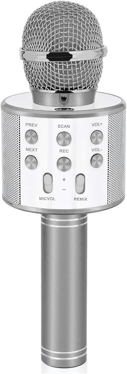 Babilden C-8501 Karaoke Mikrofon Bluetooth USB & TF & Aux (Silver)