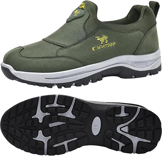 Wide Fitting Mens Shoes Men's Hiking Shoes Lightweight Breathable Flexible for Trekking Climbing Trailing Walking Elastic Casual Flat Low Top Sneaker Pumps,Green,43/265mm [Energy Class A]