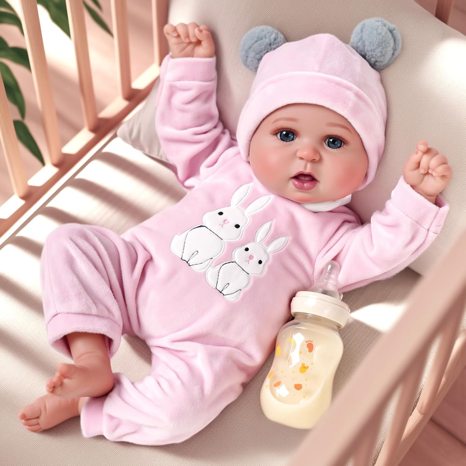 BABESIDE 20-Inch Lifelike Reborn Baby Doll with Soft Body – Realistic Newborn Girl Silicone Doll with Clothes, Open Eyes, and Play Accessories – Gift for Girls Age 3