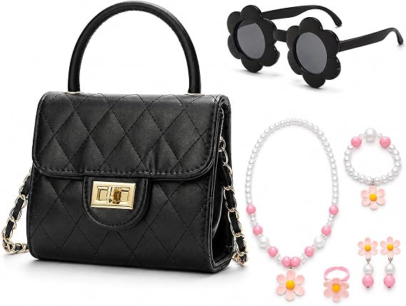 Cute Girls Purse Kid Crossbody Purse for Girls Age 5-10 (Black)