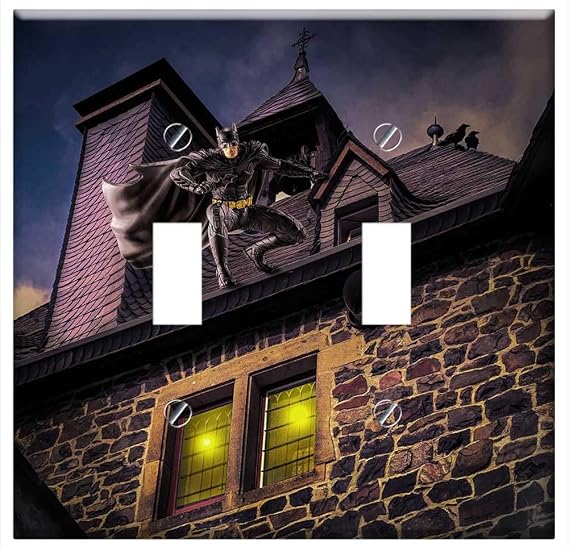 Switch Plate Double Toggle - Architecture Old Building Fantasy Bat Man
