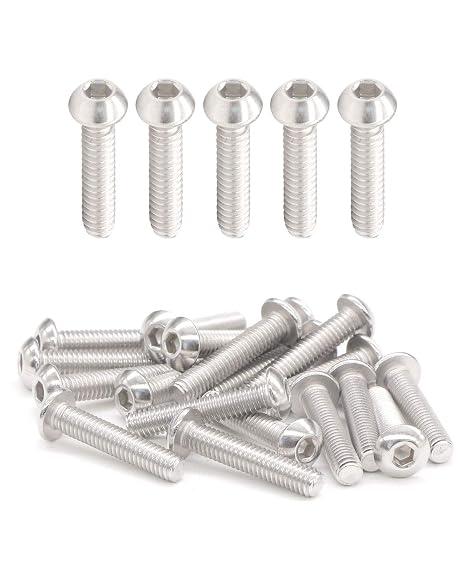 M4-0.7 x 1 Button Head Socket Cap Bolts Screws (100pcs) 18-8 Stainless Steel 304 Allen Hex Drive Fully Thread Machine Screw ISO7380 | by IMSCREWS