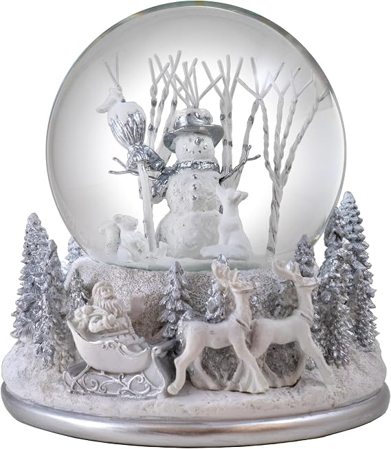 White Christmas Snowman Holiday Snow Globe by The San Francisco Music Box