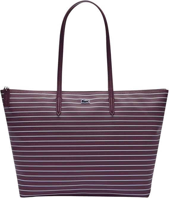 Lacoste Women's Large Shopping Bag, Winetasting White Stripes, One Size