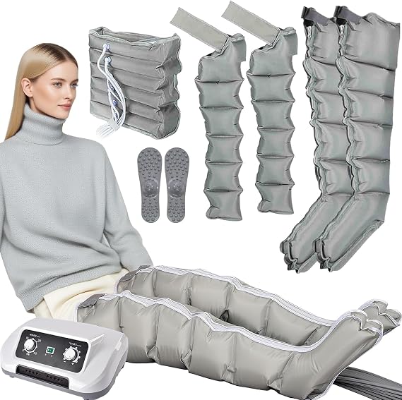 Pressotherapy Air Compression Leg Massager - Electric Circulation and Lymphatic Drainage Machine for Pain Relief and Relaxation