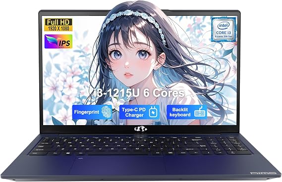 NIMO 15.6 FHD-Laptop,IPS Business Computer,32GB RAM 1TB SSD 6 Cores 12th Intel i3-1215U(up to 3.4 GHz) 65W Type C Laptop-Computer with Backlit Keyboard Fingerprint WiFi6 Win 11