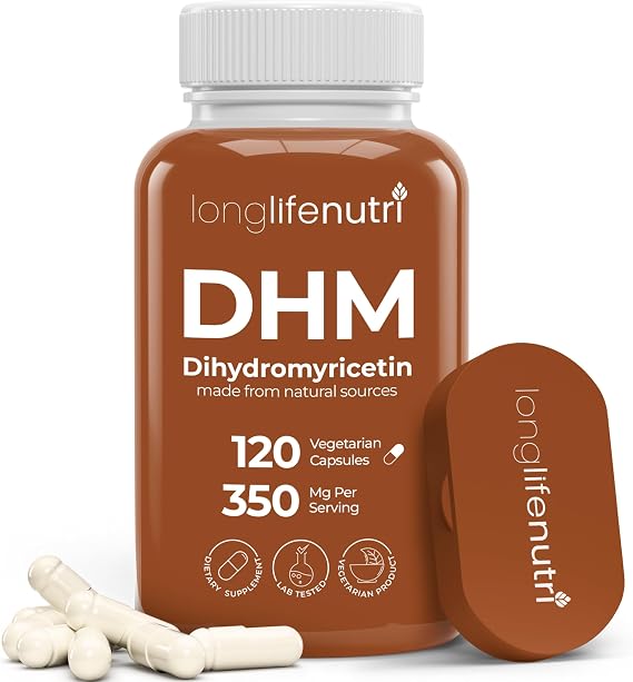 DHM (Dihydromyricetin) 350mg - Dervied from Ampelopsis Grossedentata, 120 Vegetarian Capsules, Organic Supplement for Daily Detox & Energy Balance, 4-Month Supply, GMP Certified, Made in USA
