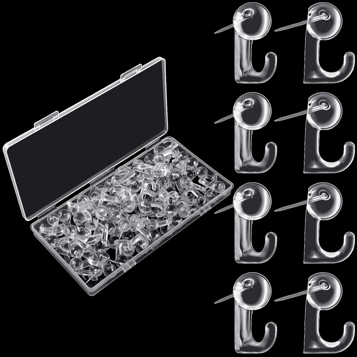 Push Pin Hooks Plastic Heads Pin Tacks Clear Wall Thumb Tacks Hanging Nails Decorative Push Pins for Cork Bulletin Board Map Photos Calendar, Home Office Supplies, Transparent25 Pieces