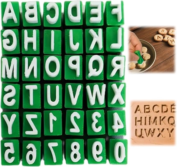 36PCS Clay Letter Stamp Set for Pottery and Ceramics,Letter Stamps for Clay,Deep Engraved 3D Alphabet Stamps,Alphabet Stamp,Letter Numeral Polymer Clay Tools,Durable Pottery Tool,Cookie Stamps,A