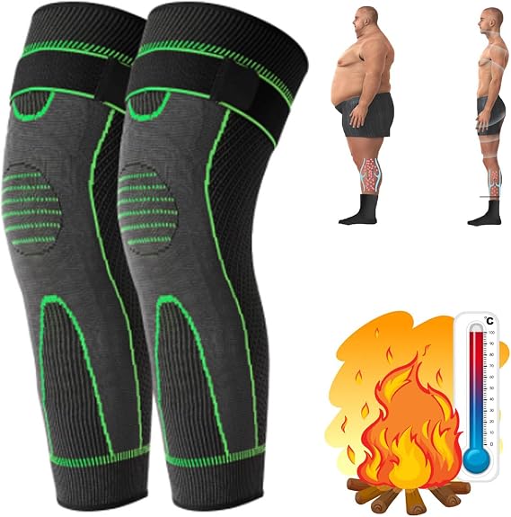 Radiofrequency Herbal Thermal Knee Support,Mugwort Tourmaline Acupressure Self-Heating Shaping Knee Sleeves Pads (Green,XL)