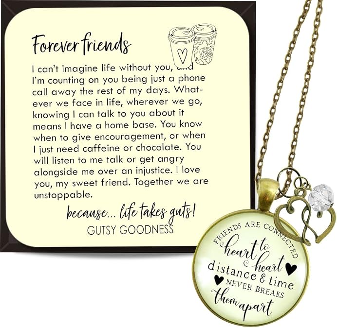 Long Distance Friendship Necklaces Country Chic BFF Handmade Quote Gift Jewelry
