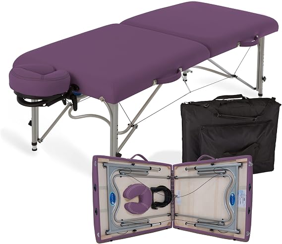 EarthLite Portable Massage Table Luna - 30" Wide, CFC Free Professional Foam, Weighs Only 29lbs, Patented, Strong Aluminum Reiki Frame (Working Weight 750lbs), Amethyst
