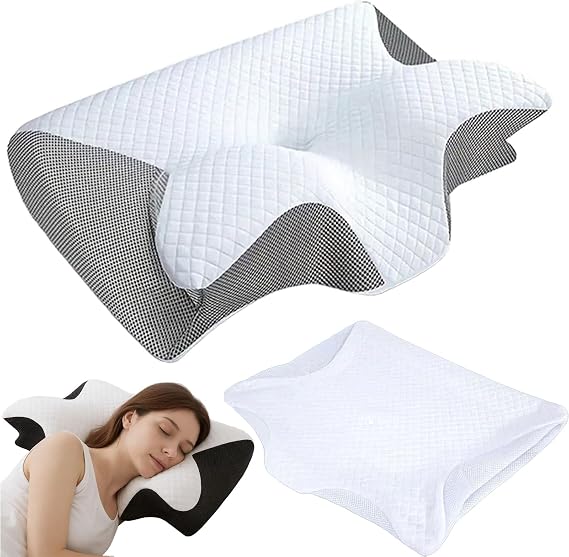 GDSAFS Neck Pillow Hospitality Collection, 2026 New Orthopedic Neck Pillow with Neck Pillows Case, Memory Foam Ergonomic Pillows for Side Back Stomach Sleepers (Gray)