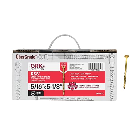 GRK Fasteners RSSTM 5/16 x 5-1/8" Rugged Structural Framing Screws, 300 PCS